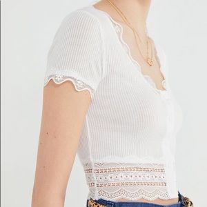 UO Darcy white lacy button top